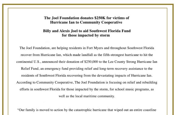 The Joel Foundation donates $250K for victims of Hurricane Ian to Community Cooperative
